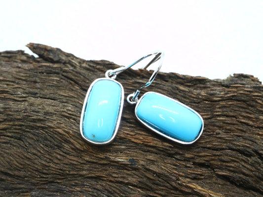 Natural Turquoise Silver Earrings,925 Sterling Silver Gemstone Earrings,Colorful Gemstone Earrings