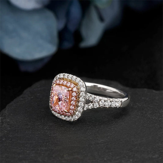 925 sterling silver 1.1 CT Cushion Cut Pink zircon ring, Women gift, Party wedding Eternity