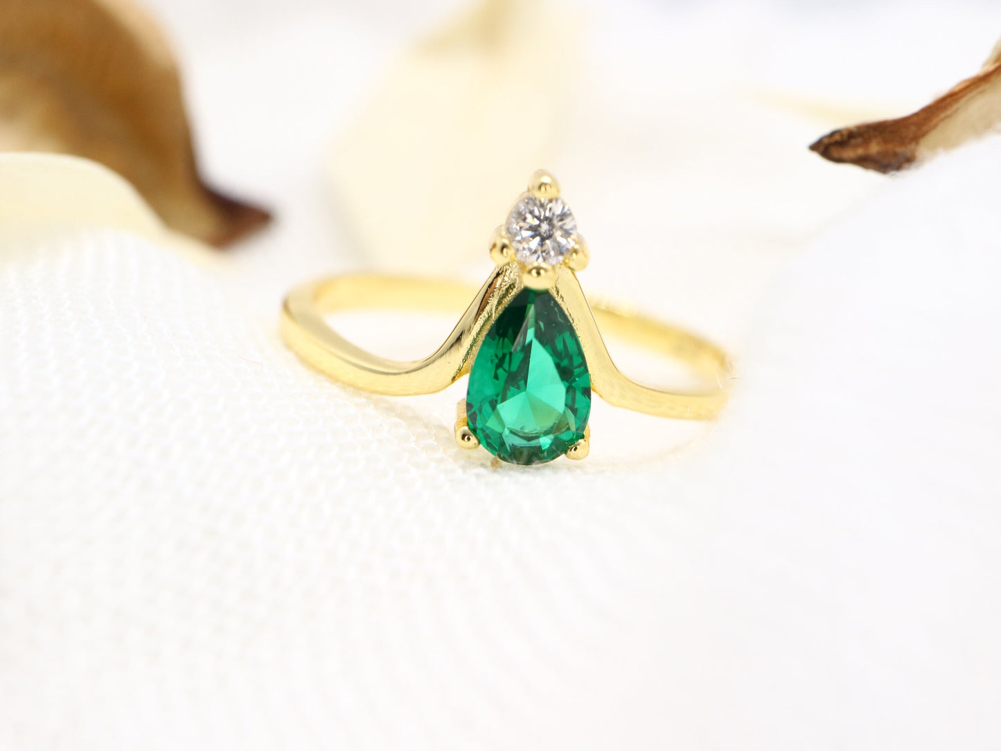 sterling silver open gemstone ring, Green gemstone open ring