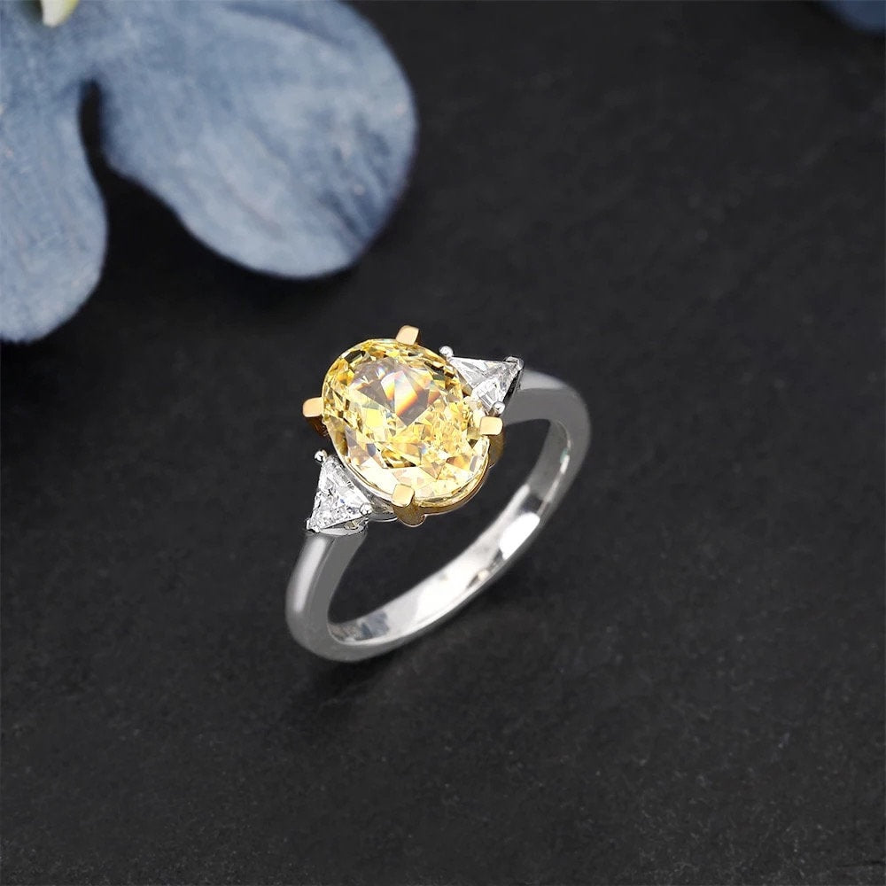 Natural citrine engagement ring, citrine and moissanite engagement ring