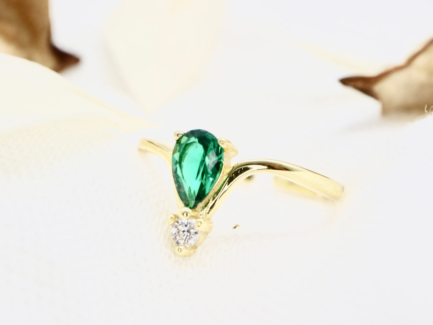 sterling silver open gemstone ring, Green gemstone open ring