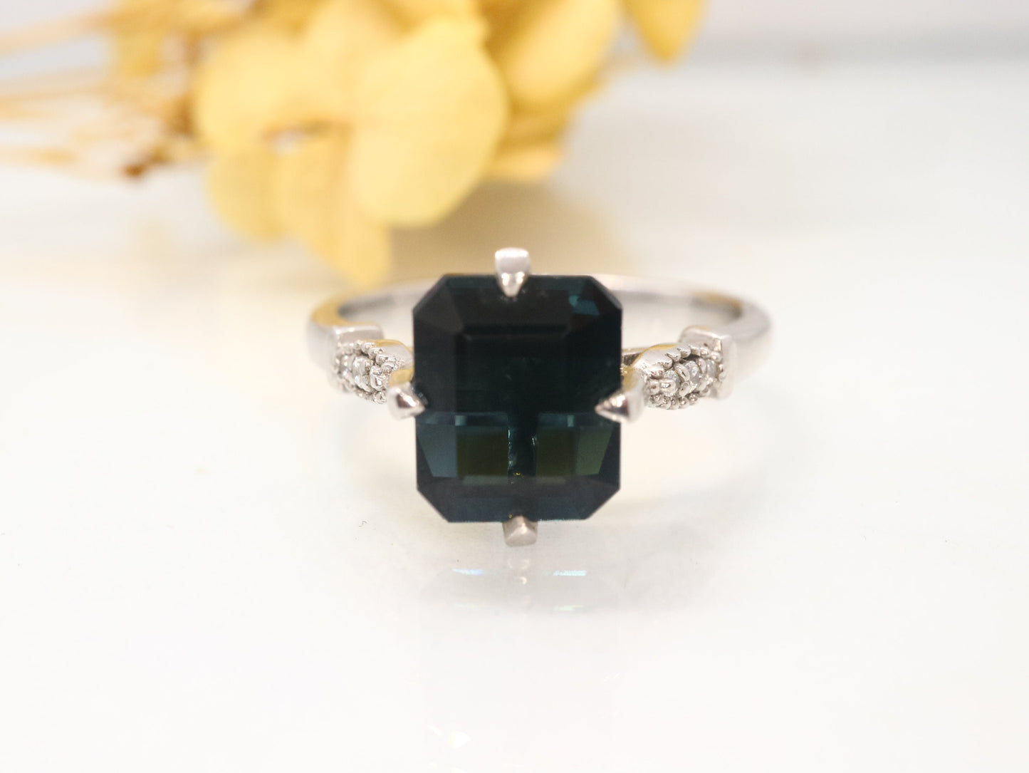 Art deco onyx and white gold engagement ring - diamond ring, vintage diamond ring, art deco diamond wedding ring