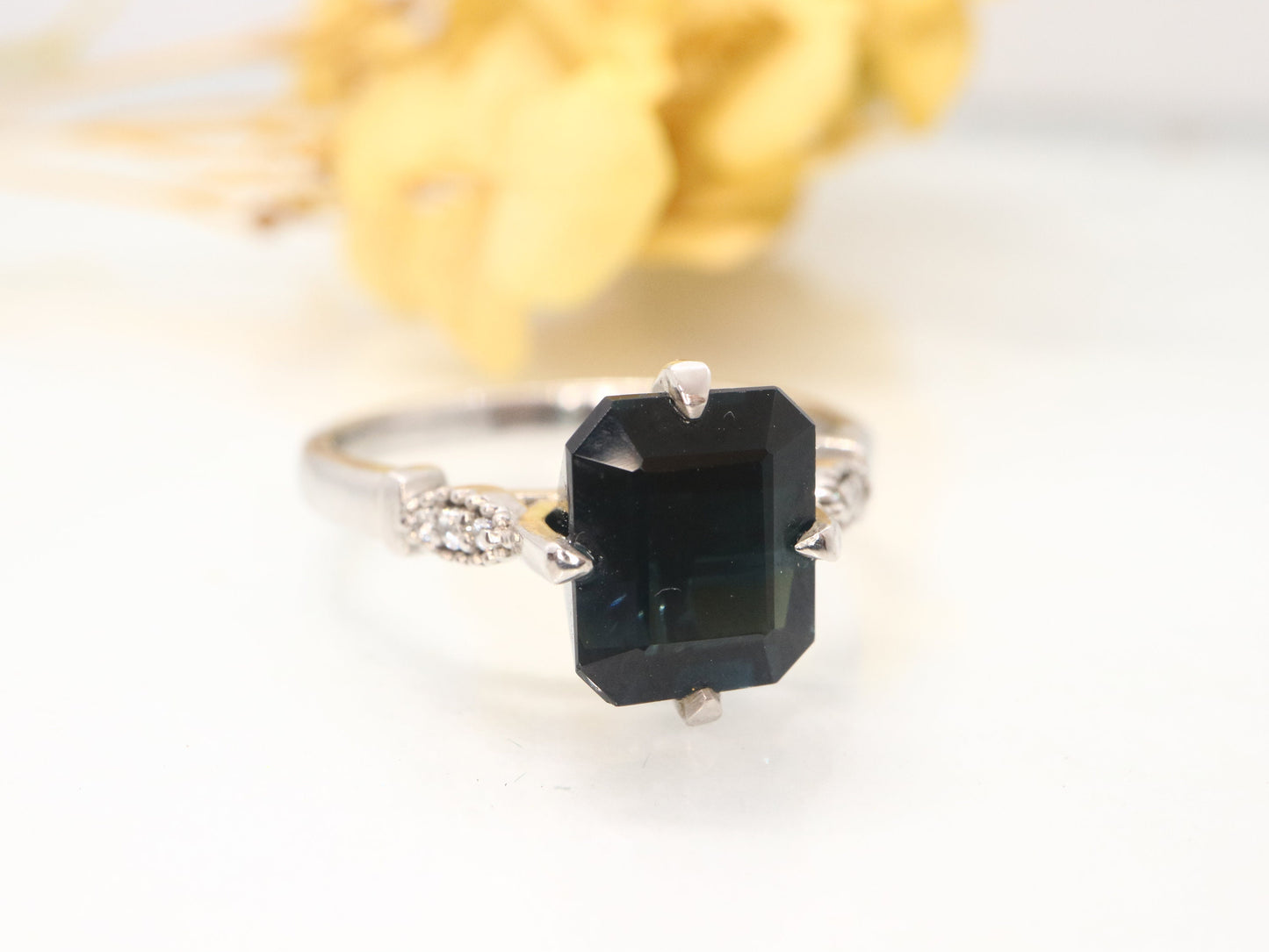 Art deco onyx and white gold engagement ring - diamond ring, vintage diamond ring, art deco diamond wedding ring