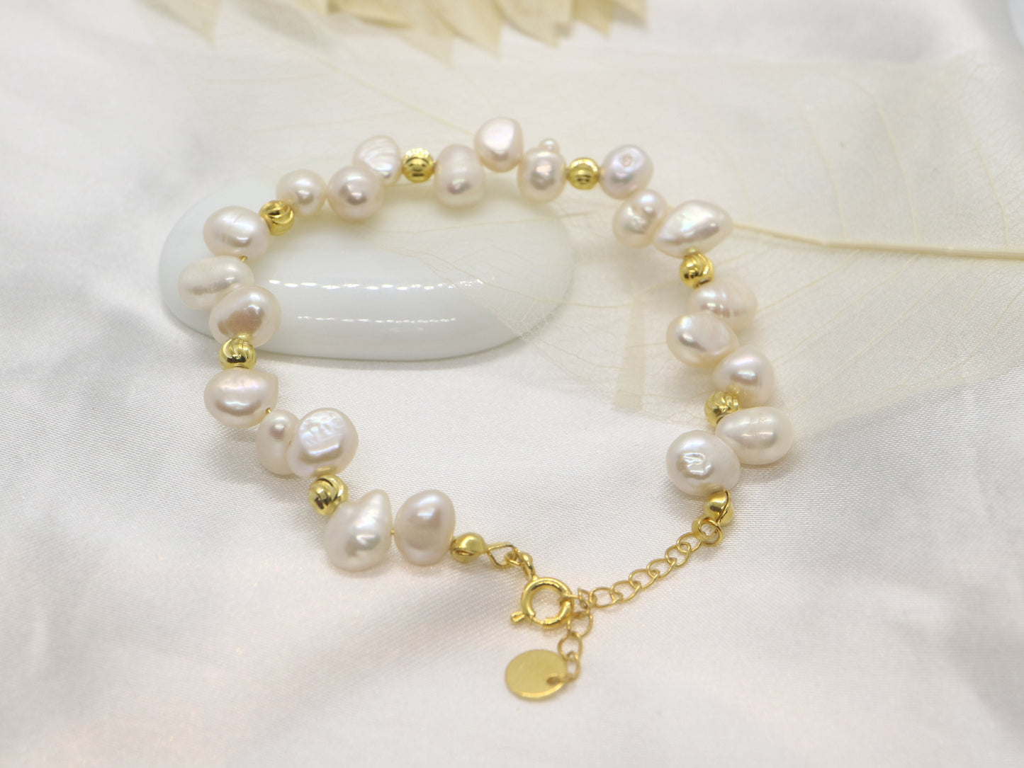 Sterling silver Pearl bracelet, gift for her