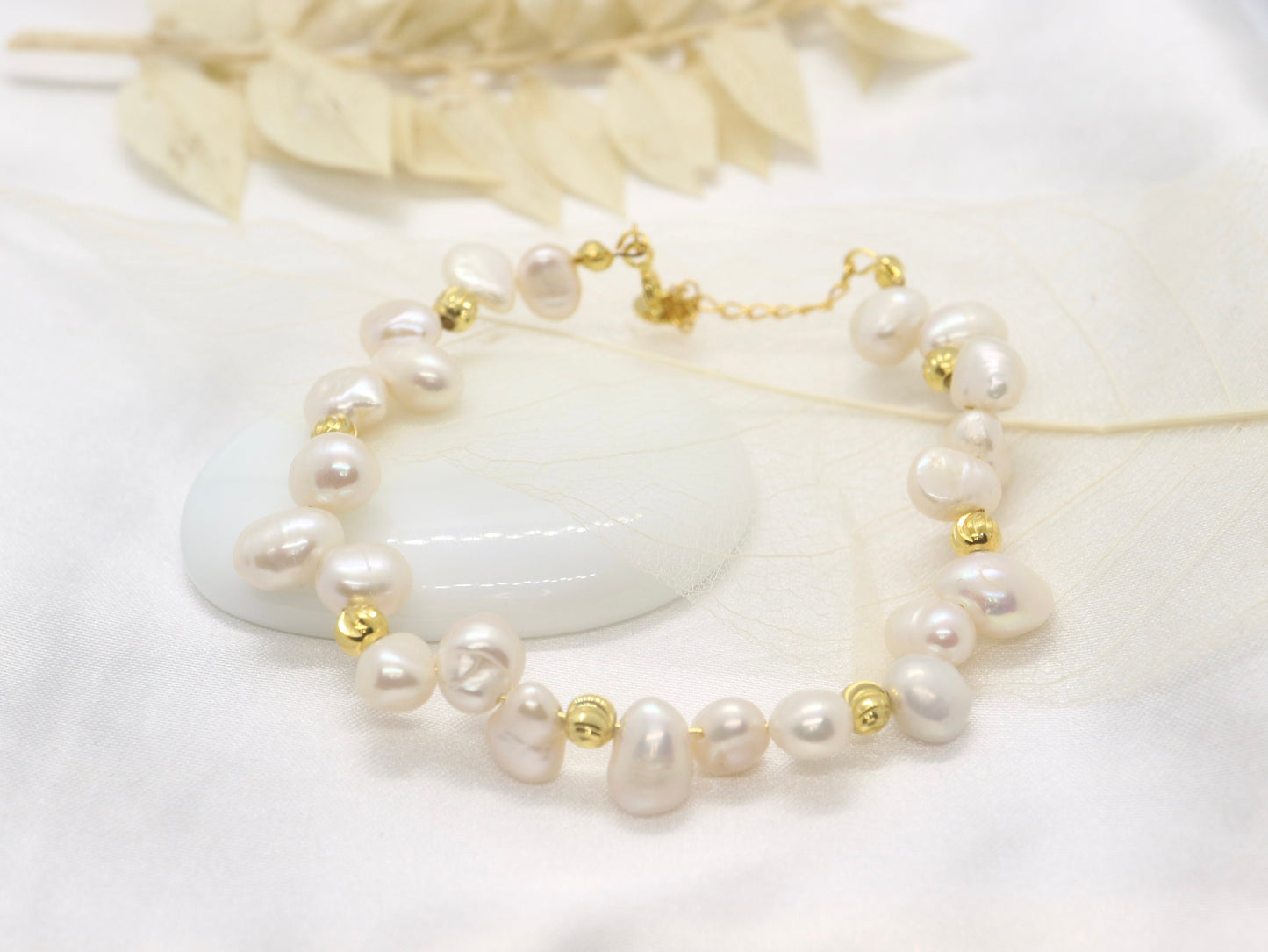 Sterling silver Pearl bracelet, gift for her