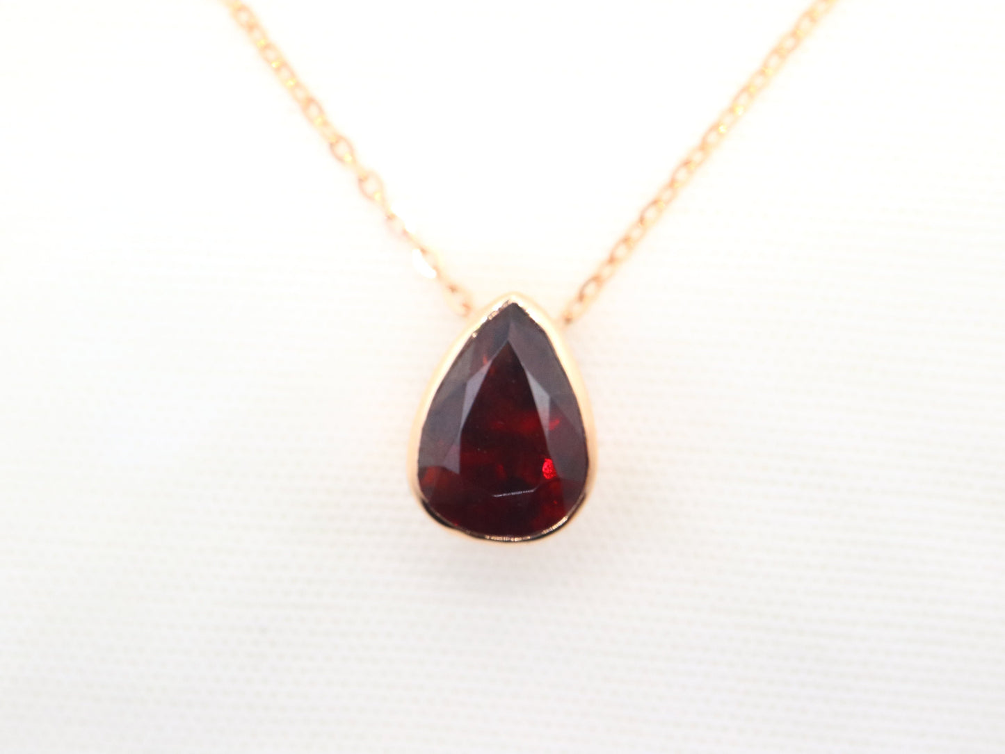 18K rose gold pear shaped garnet pendant, Natural garnet pendent, Custom order pendant, Gift for her