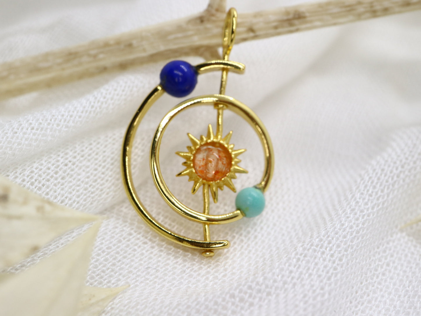 Silver solar system pendent, Handmade sterling silver pendent