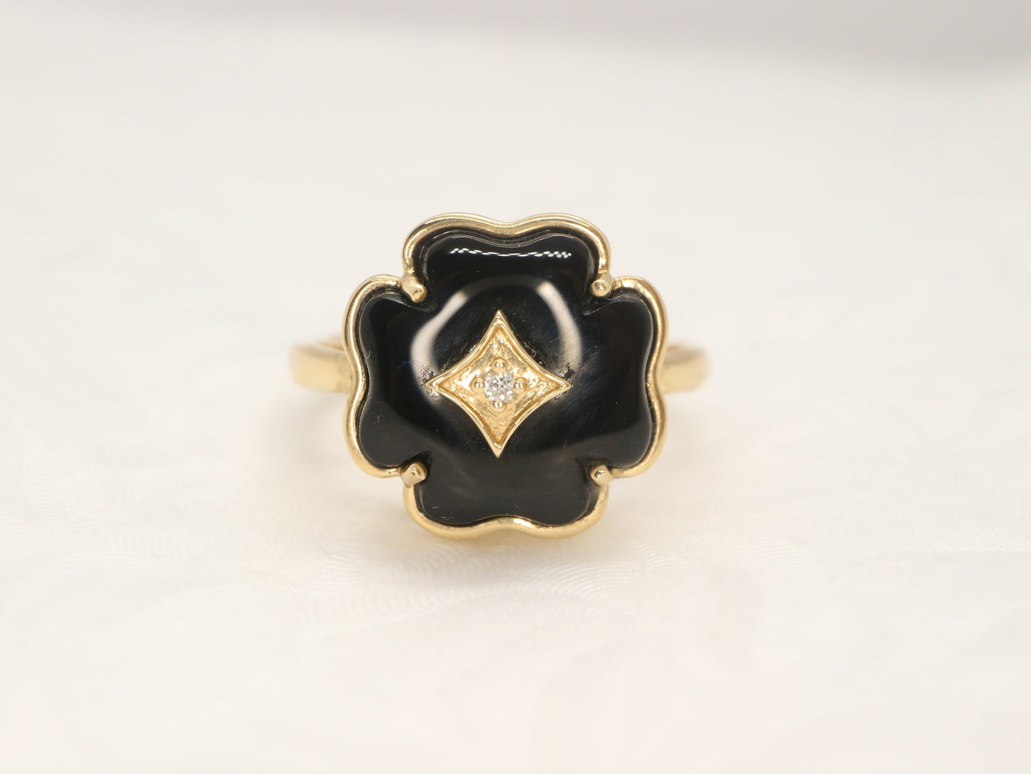 14k yellow gold onyx and diamond engagement ring, Onyx engagement ring, Onyx wedding ring