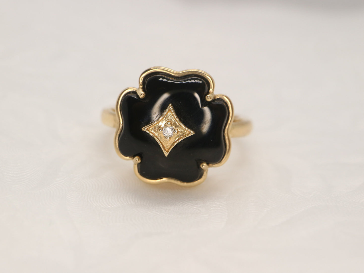 14k yellow gold onyx and diamond engagement ring, Onyx engagement ring, Onyx wedding ring