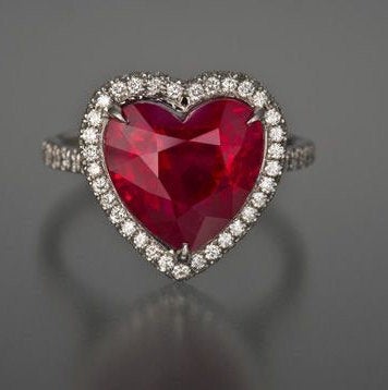 Heart garnet ring set,handmade jewelry,Halo diamond ring,Handmade jewelry