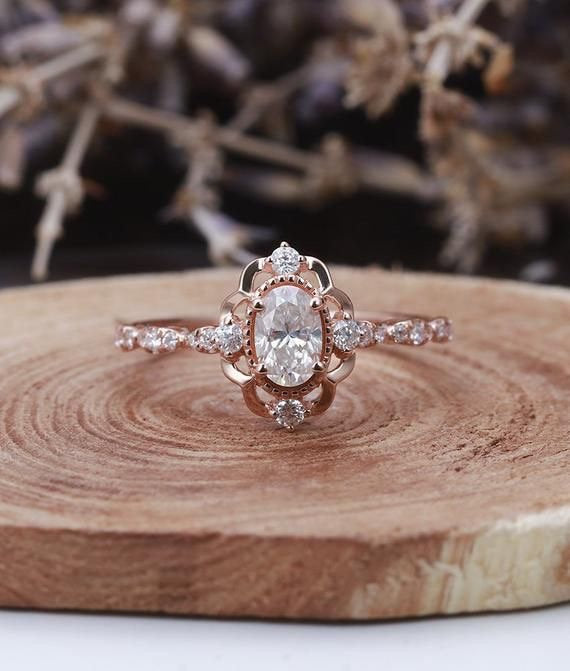 Aquamarine engagement ring set,vintage inspired ring,rose gold oval cut antique delicate diamond half eternity wedding ring