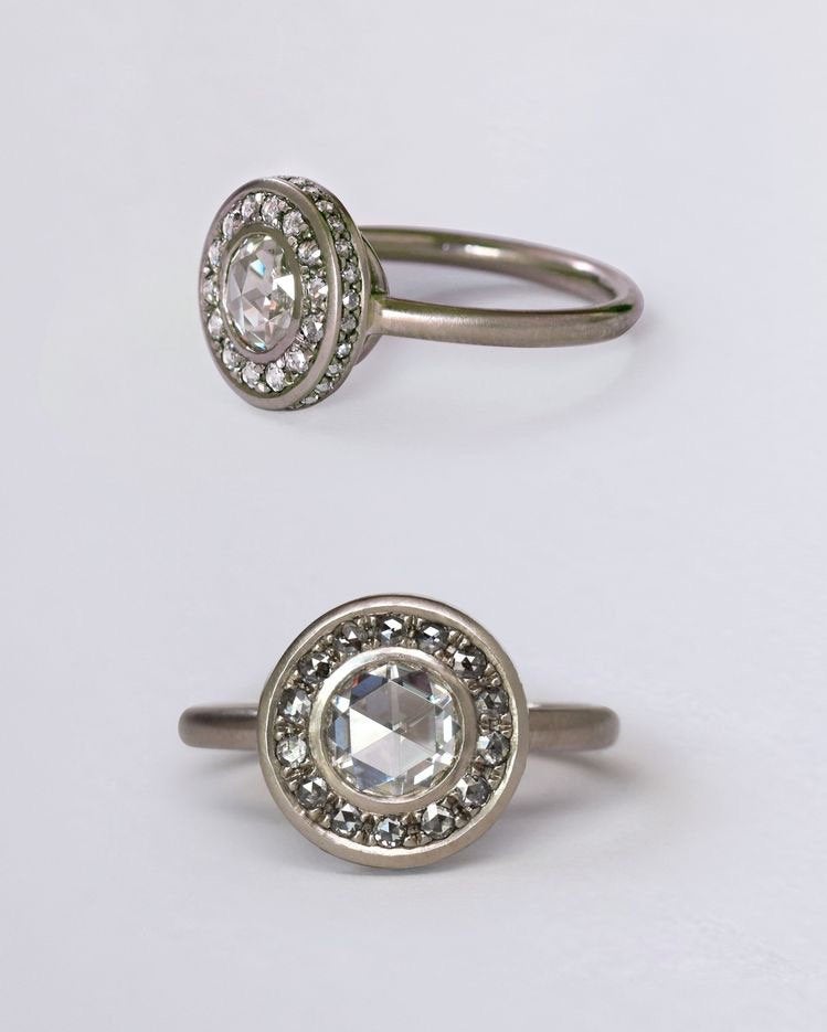 Spinel diamond halo ring