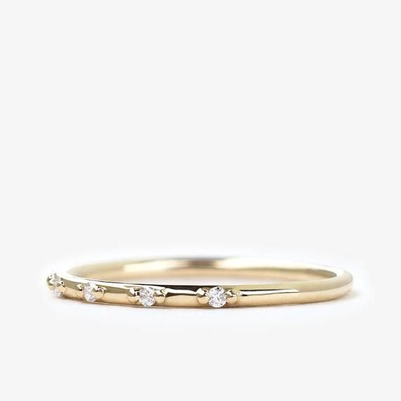 diamond wedding band, half eternity diamond band, delicate diamond ring, minimalist diamond ring, simple wedding band, dainty wedding band