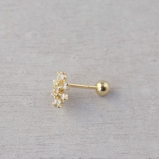 Snowflakes 14k gold stud earring