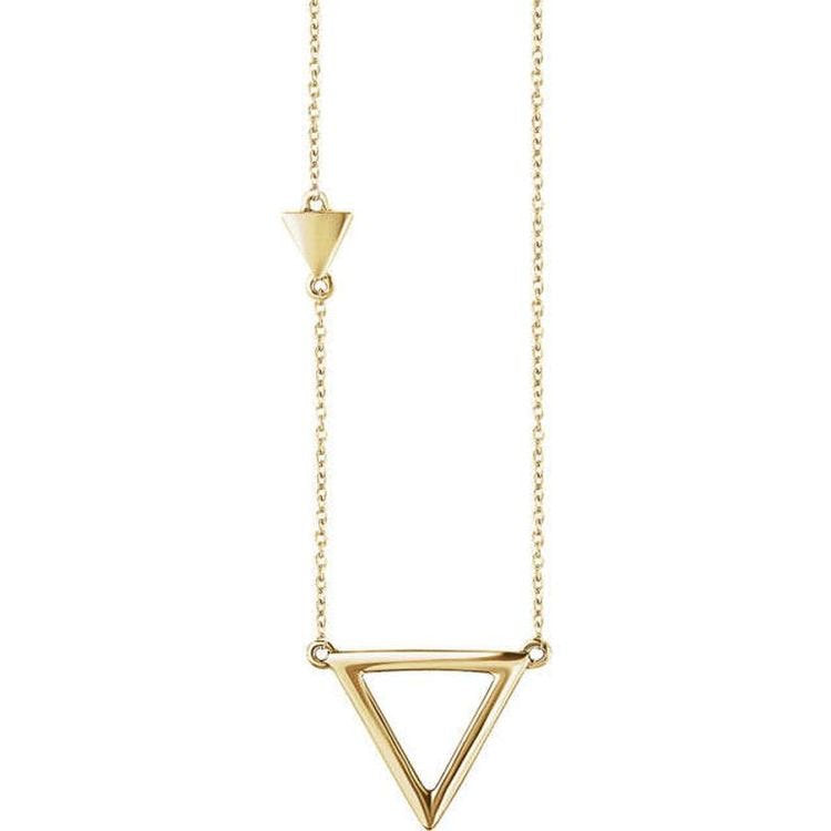 14K Rose Gold Triangle Geometric 18" Necklace Yellow White Gold