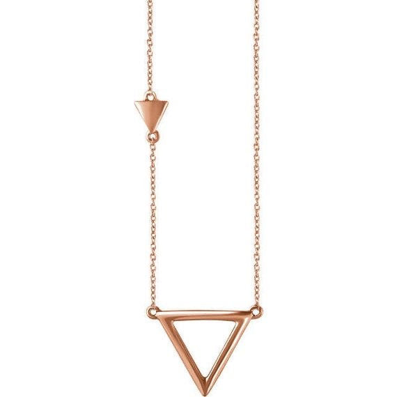 14K Rose Gold Triangle Geometric 18" Necklace Yellow White Gold