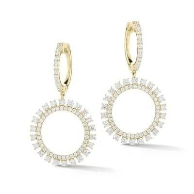 Diamond sunburst drop earring