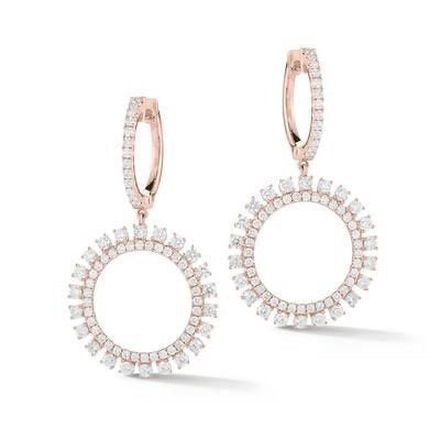 Diamond sunburst drop earring