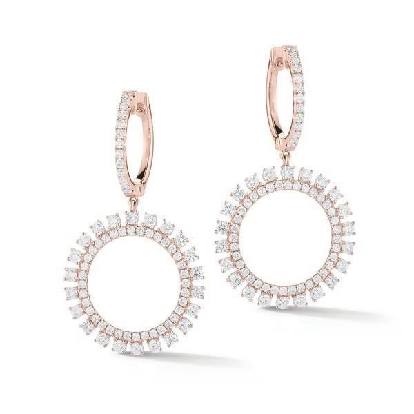 Diamond sunburst drop earring