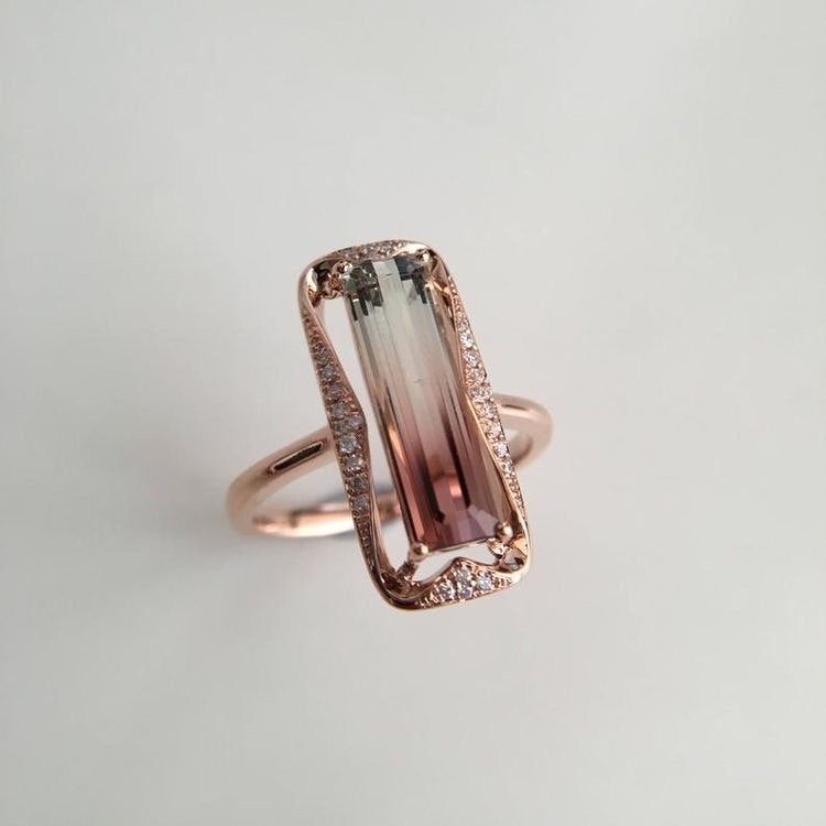 Bi-Color Tourmaline Engagement Ring