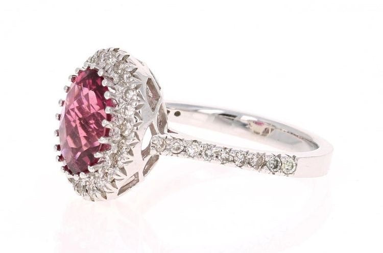 Pink tourmaline Dimond ring,Pink gemstone ring,wedding ring,