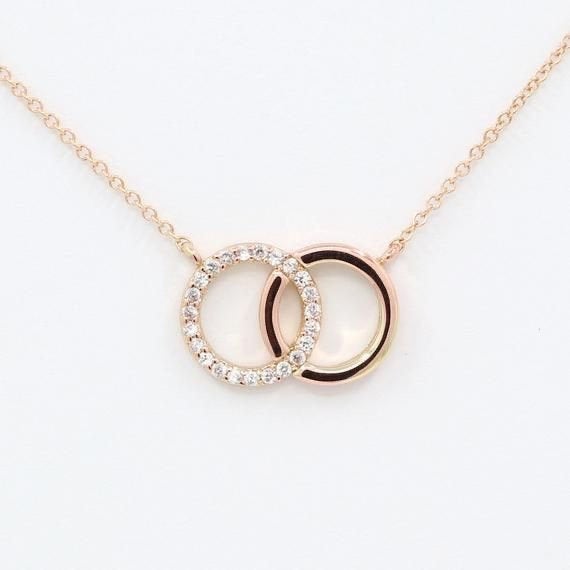 Circle Diamond Pendant Necklace/Dainty Necklace/14k Rose Gold Necklace/Dainty Necklace/0.18CT Natural High Quality Diamond/Simple Necklace