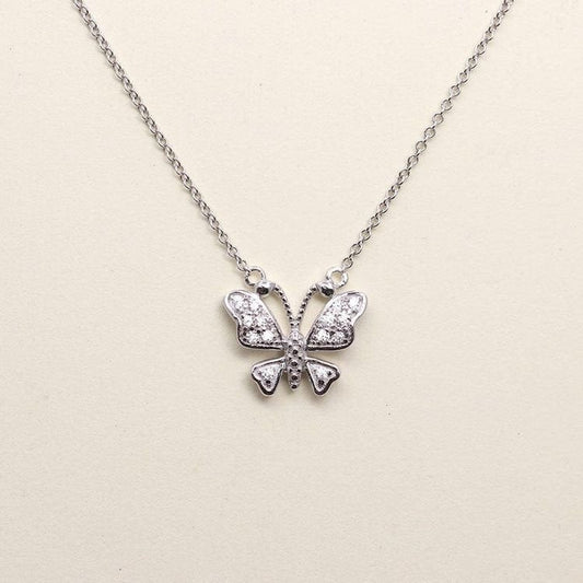 Dainty Diamond Necklace for Women/14k Solid gold Butterfly Necklace/Diamond Pendant Necklace/Genuine Diamond Necklace/Anniversary Necklace