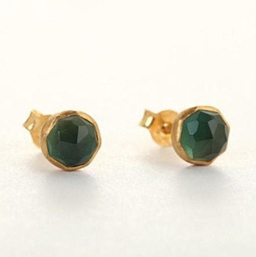 Green Aventurine Stud Earrings, Green Aventurine Earrings, Green Gemstone Earrings, Green Gemstone Studs