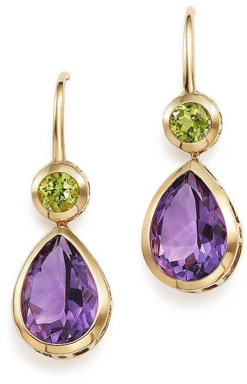 Amethyst and Peridot Drop Earrings in 14K Yellow Gold - 100% Exclusive