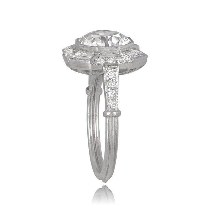 2.60 Carat Emerald-Cut Diamond Engagement Ring Decorated with Pear Sapphires - GIA Certified