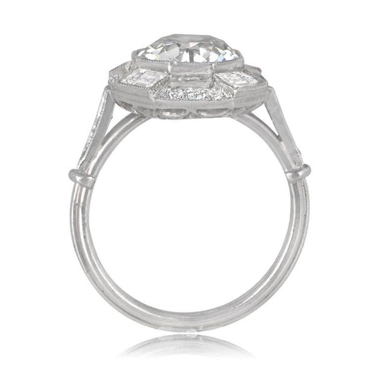 2.60 Carat Emerald-Cut Diamond Engagement Ring Decorated with Pear Sapphires - GIA Certified