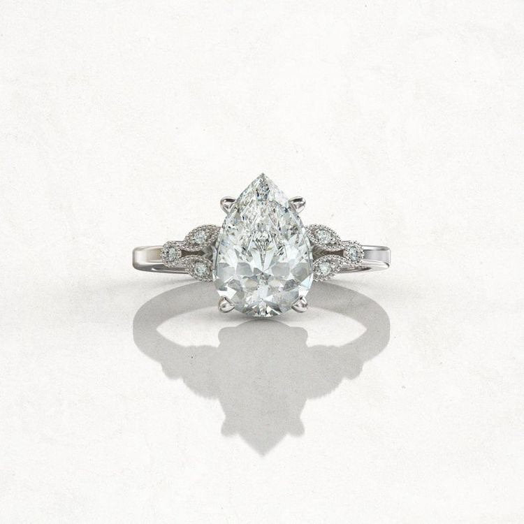 Pear Cut Engagement Ring 2 Carat Antique Style Moissanite Rings 10x7 mm Teardrop Ring