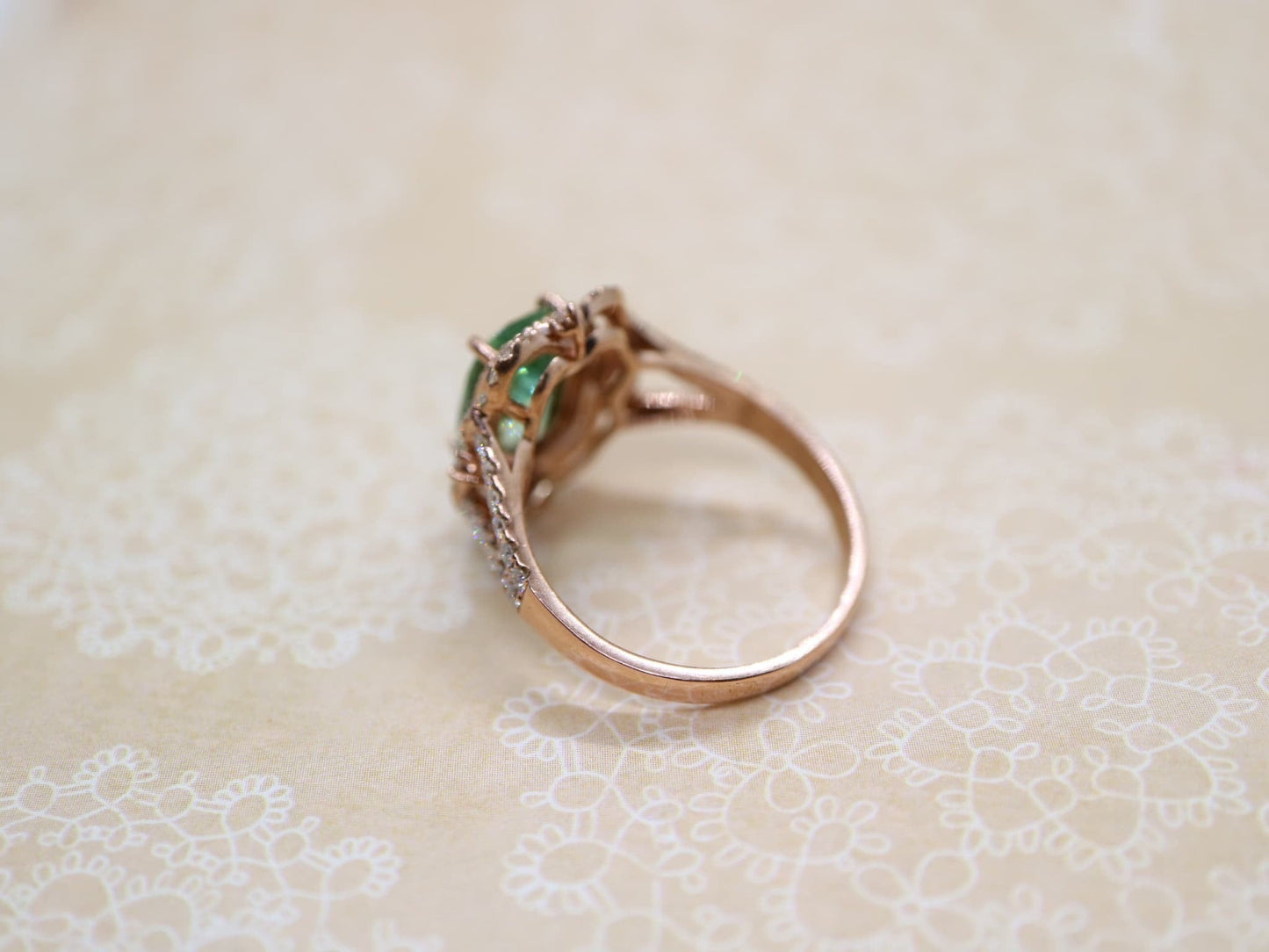 Vintage diamond and tormaline ring set,October birthstone ring,diamond  promise anniversary ring