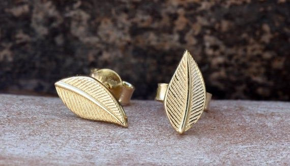 Leaf earrings gold,Tiny Stud Earrings,Women Earrings,Birthday gift,Holidays gifts,Graduation gift,Hypoallergenic studs,gift for her