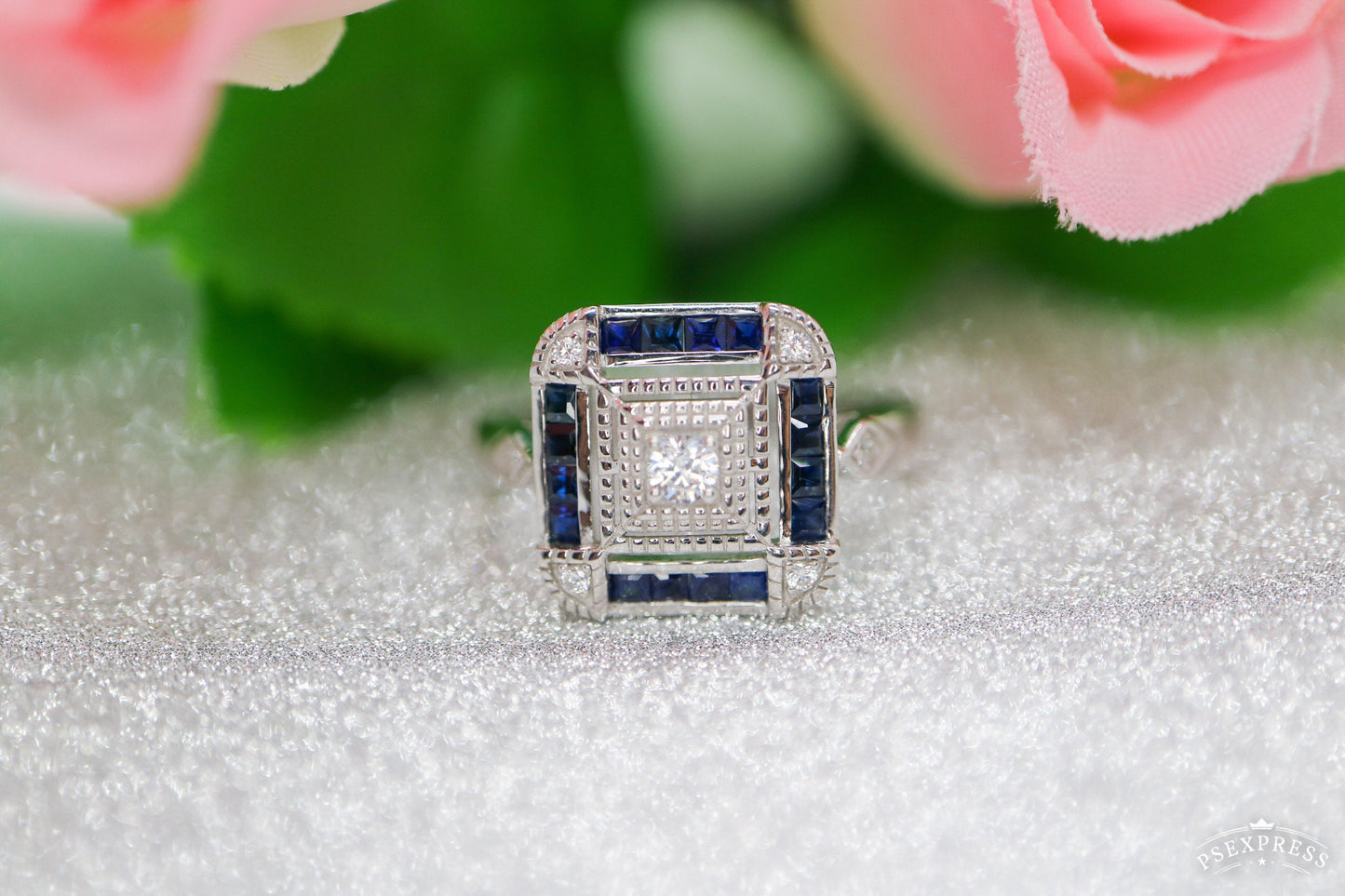 Art deco engagement ring, Vintage sapphire ring,  Vintage inspired ring, Antique sapphire ring