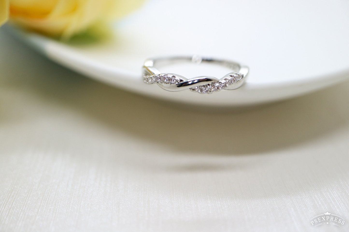 Simple dainty diamond ring, Twist eternity ring, Engagement ring, Anniversary ring