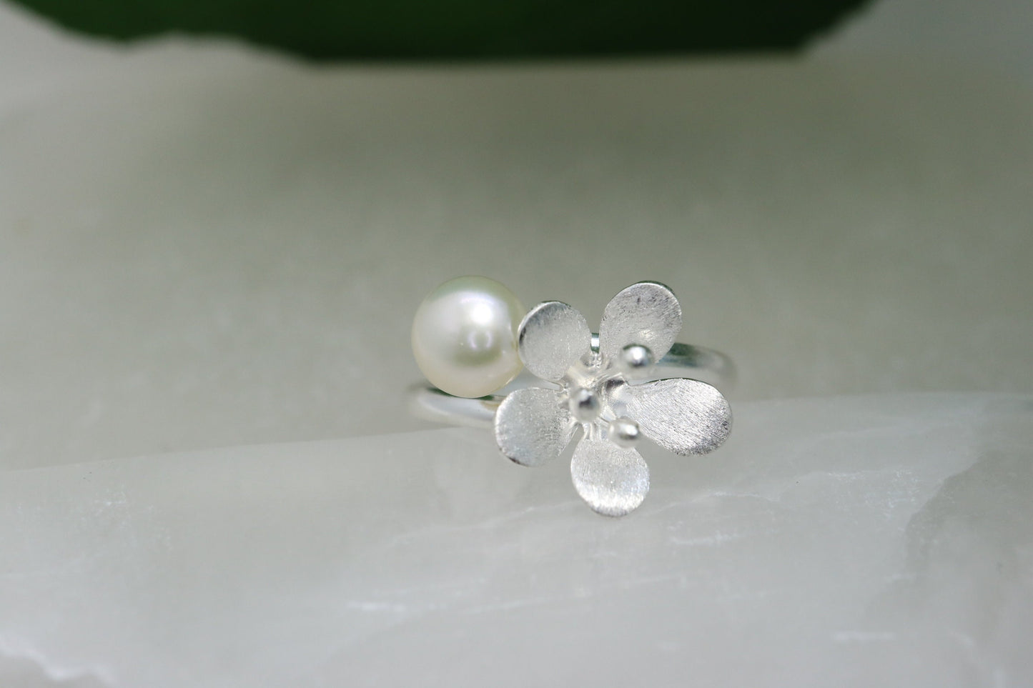 Silver pearl ring, gifts for her, silver ring design for women