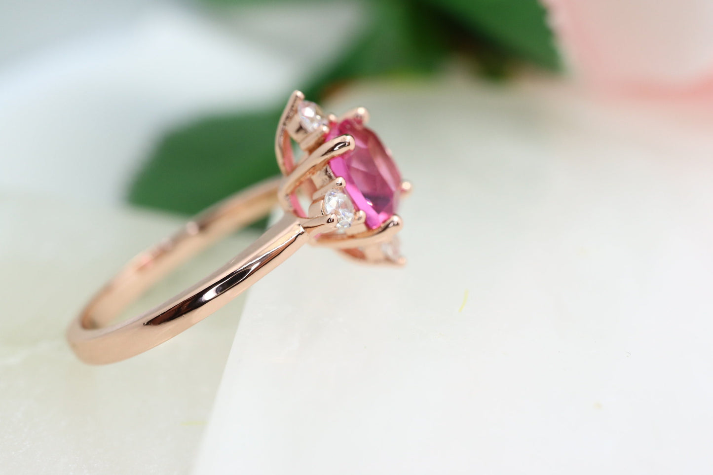 Asscher cut engagement ring, Asscher cut tourmaline and diamond ring