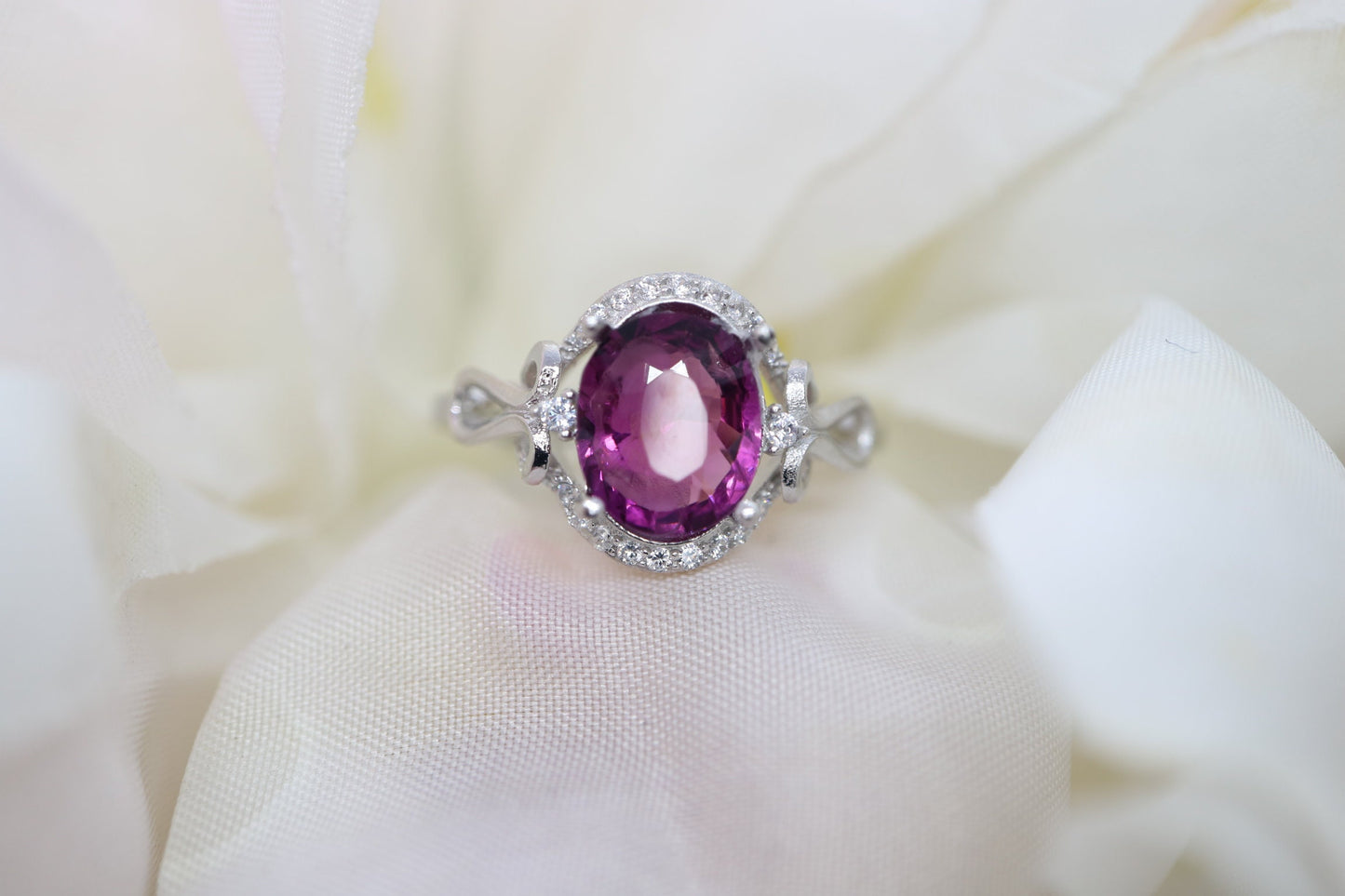 Purple garnet gemstone silver ring vintage