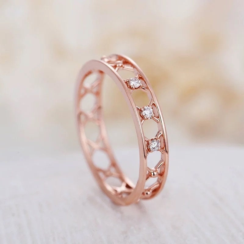 Rose gold love couple engagementring, promise ring, wedding bands for women men diamond