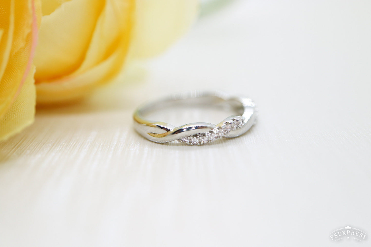 Simple dainty diamond ring, Twist eternity ring, Engagement ring, Anniversary ring