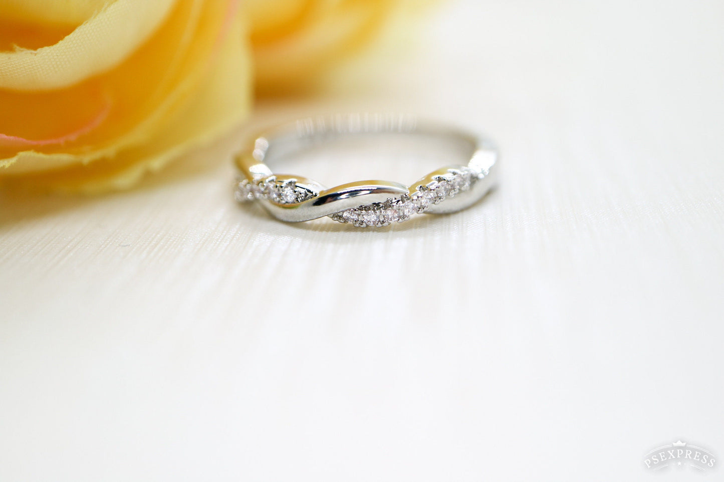 Simple dainty diamond ring, Twist eternity ring, Engagement ring, Anniversary ring