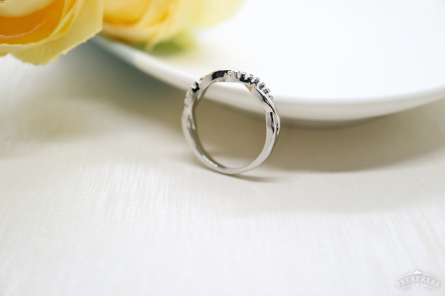 Simple dainty diamond ring, Twist eternity ring, Engagement ring, Anniversary ring