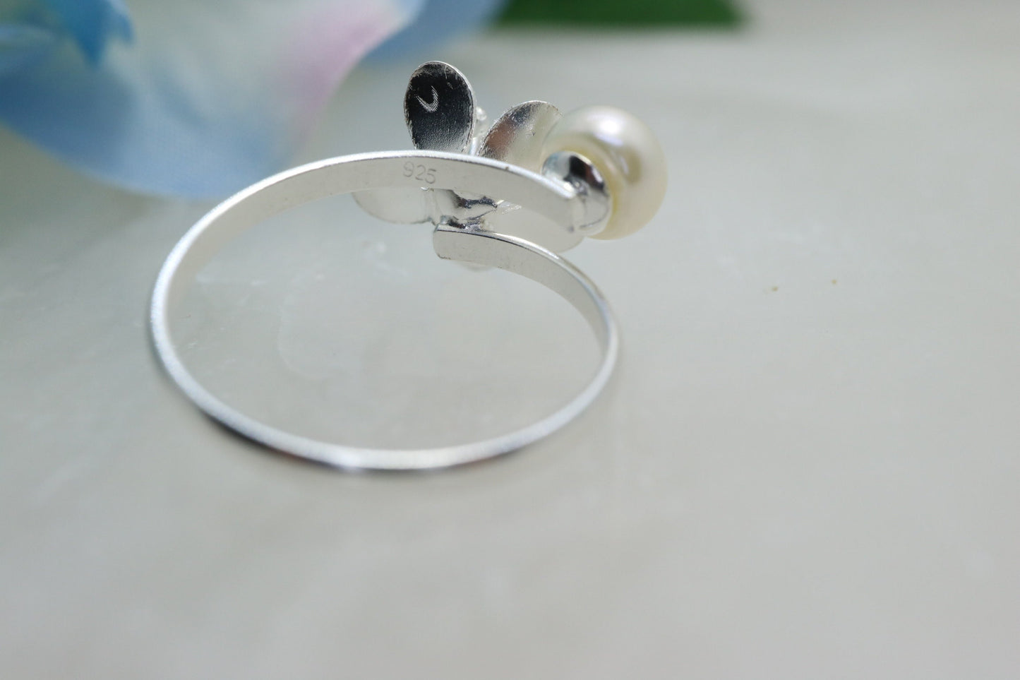 Silver pearl ring, gifts for her, silver ring design for women