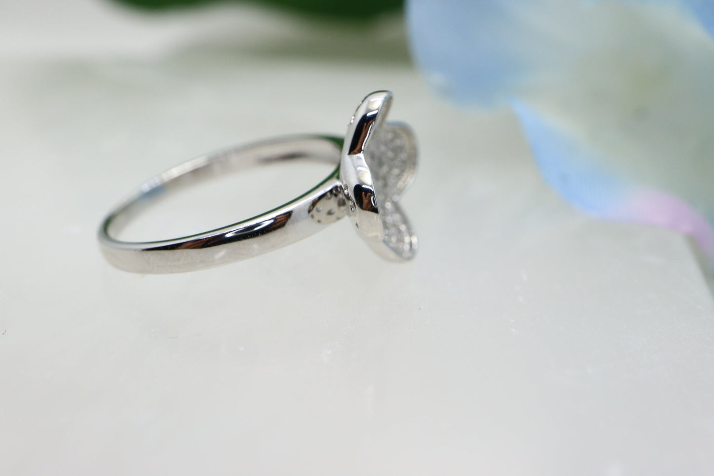 925 Sterling silver ring, Sterling  flower ring, CZ ring, Anniversary gift, Gift for her