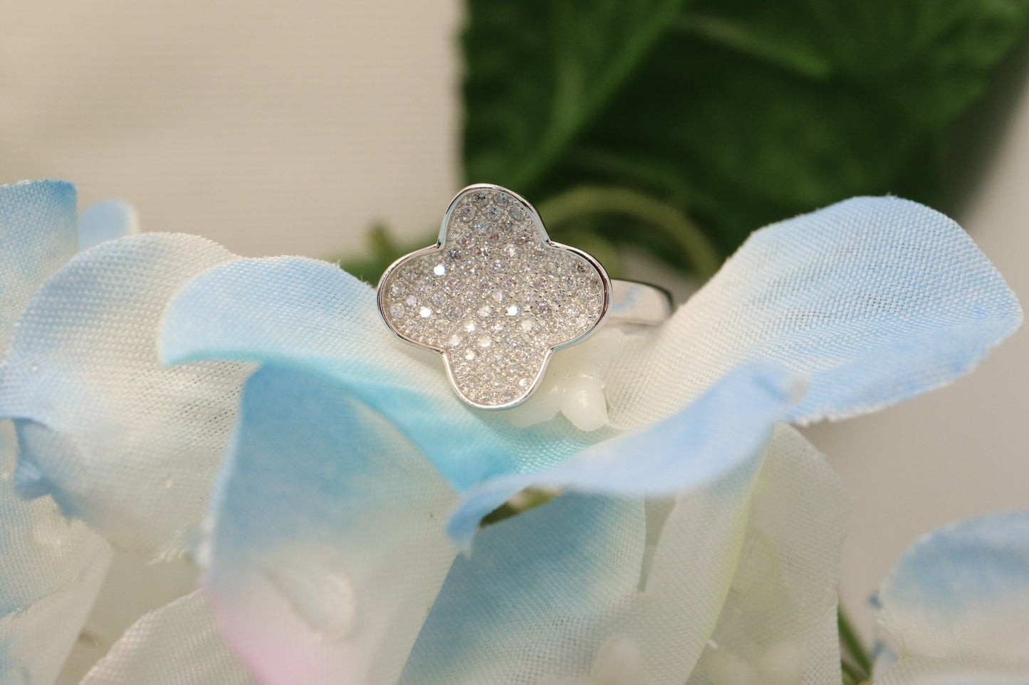 925 Sterling silver ring, Sterling  flower ring, CZ ring, Anniversary gift, Gift for her