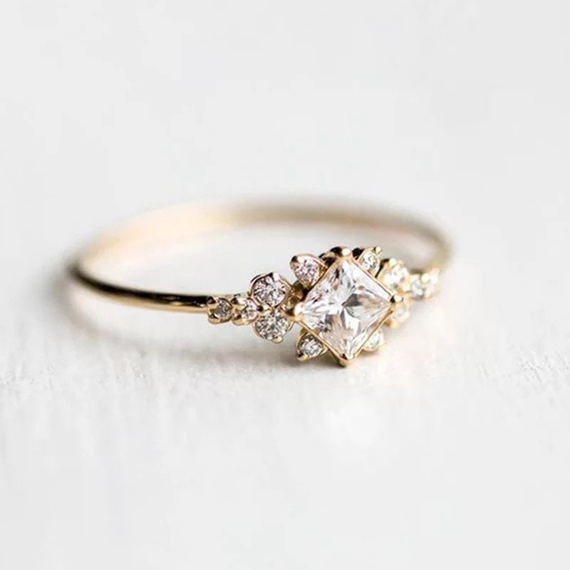 Moissanite diamond ring, 14k solitaire gold Engagement Ring, proposal ring forever one ring, valentine's Day Gift for her