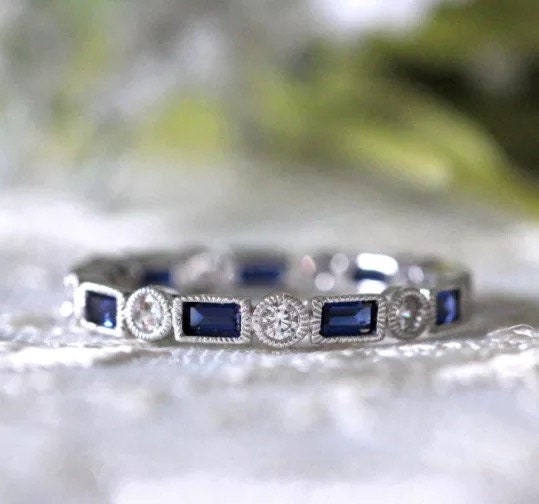 Sapphire wedding band,gift for her,September birthstone ring, Wedding ring, Anniversary ring