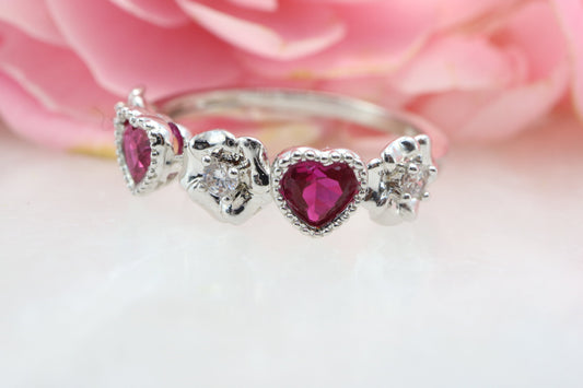 Ruby wedding band, gift for her, birthstone ring