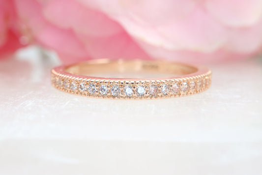 Rose gold diamond wedding band